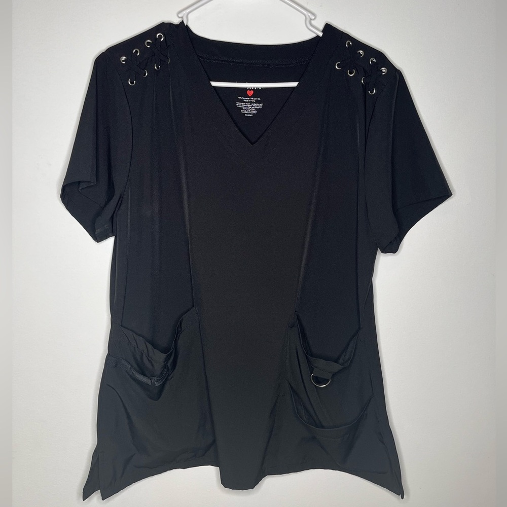 Black Boxy Scrub Top Short Sleeve T-Shirt